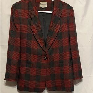 2/$12 John Meyer of Norwich Vintage Wool Blend Red Plaid  Blazer